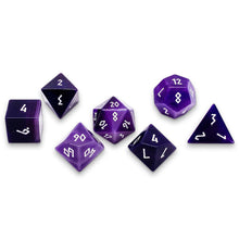 Load image into Gallery viewer, Purple Striped Agate - 7 Piece RPG Set Gemstone Dice