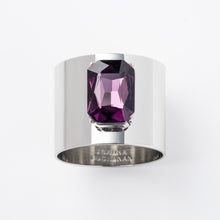 Load image into Gallery viewer, Single gem napkin ring, amethyst, set of two