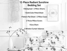 Load image into Gallery viewer, DaDa Bedding Bed in a Bag Bundle Set - Radiant Sunshine Yellow Hummingbirds Floral Bedding Set (JHW-925)