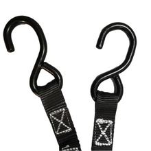 Load image into Gallery viewer, 1" Black Ratchet Strap w/Vinyl S Hook LENGTH OPTIONS | FOUR PACK
