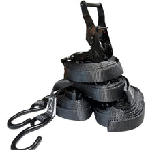 Load image into Gallery viewer, 1" Black Ratchet Strap w/Vinyl S Hook LENGTH OPTIONS | FOUR PACK