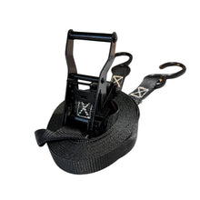 Load image into Gallery viewer, 1" Black Ratchet Strap w/Vinyl S Hook  | LENGTH OPTIONS