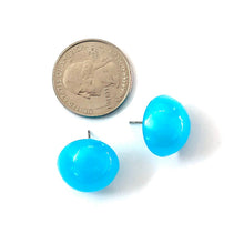 Load image into Gallery viewer, Aqua Blue Aura Glow Retro Button Studs