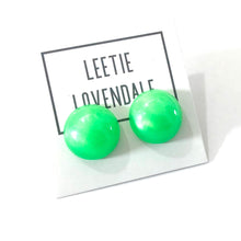Load image into Gallery viewer, Neon Green Aura Glow Retro Button Studs