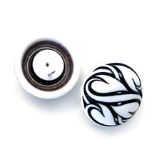 Load image into Gallery viewer, Black &amp; White Hearts Aflame Retro Button Stud Earrings