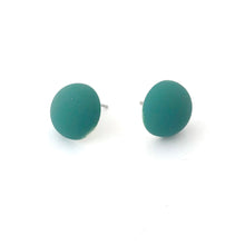 Load image into Gallery viewer, Teal Velvet Retro Button Stud Earrings