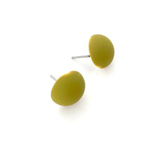Load image into Gallery viewer, Chartreuse Velvet Retro Button Stud Earrings