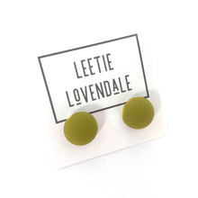 Load image into Gallery viewer, Chartreuse Velvet Retro Button Stud Earrings