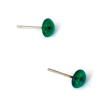 Load image into Gallery viewer, Emerald Green Marbled Small Retro Button Stud Earrings