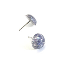 Load image into Gallery viewer, Lilac Glitter Confetti Retro Button Studs