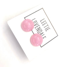 Load image into Gallery viewer, Rose Quartz Pink Marbled Retro Button Stud Earrings