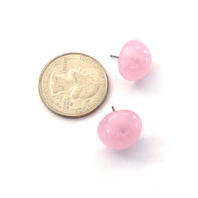 Load image into Gallery viewer, Rose Quartz Pink Marbled Retro Button Stud Earrings
