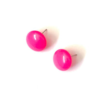 Load image into Gallery viewer, Neon Pink Retro Button Stud Earrings