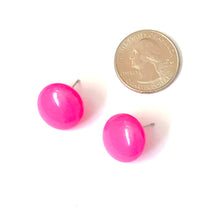 Load image into Gallery viewer, Neon Pink Retro Button Stud Earrings