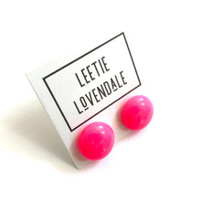 Load image into Gallery viewer, Neon Pink Retro Button Stud Earrings
