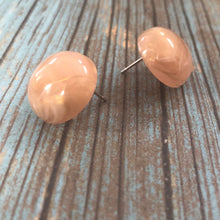Load image into Gallery viewer, Peach &amp; Gold Metallic Marbled Retro Button Studs
