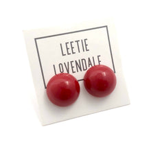 Load image into Gallery viewer, Brick Red Retro Button Studs Lucite Earrings