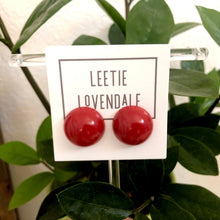Load image into Gallery viewer, Brick Red Retro Button Studs Lucite Earrings