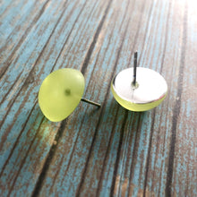 Load image into Gallery viewer, Yellow Foil Back Frosted Retro Button Stud Earrings
