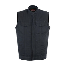 Load image into Gallery viewer, Men's Black Denim Single Back Panel Concealment Vest w/Rem
