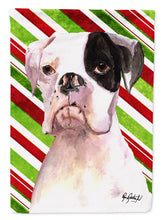 Load image into Gallery viewer, Cooper Candy Stripe Boxer Christmas Flag Canvas House Size RDR3002CHF