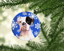 Load image into Gallery viewer, Cooper Winter Snowflakes Boxer Ceramic Ornament