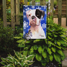 Load image into Gallery viewer, Cooper Winter Snowflakes Boxer Garden Flag – Decorative Outdoor Yard Flag RDR3003GF