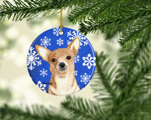 Load image into Gallery viewer, White Snowflake Chihuahua Christmas Ceramic Ornament