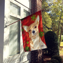 Load image into Gallery viewer, Red Snowflake Chihuahua Christmas Flag Canvas House Size RDR3012CHF