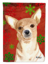Load image into Gallery viewer, Red Snowflake Chihuahua Christmas Flag Canvas House Size RDR3012CHF