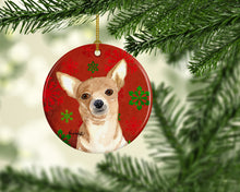 Load image into Gallery viewer, Red Snowflake Chihuahua Christmas Ornament - Round Ceramic Ornament – Artist-Designed Keepsake Decoration