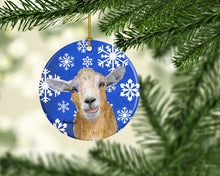 Load image into Gallery viewer, Goat Winter Snowflakes Holiday Ceramic Ornament RDR3023CO1