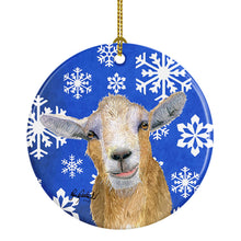 Load image into Gallery viewer, Goat Winter Snowflakes Holiday Ceramic Ornament RDR3023CO1