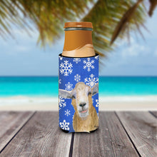 Load image into Gallery viewer, Winter Snowflakes Goat Winter Slim Can Hugger – Fun &amp; Functional Drink Coolers  RDR3023MUK
