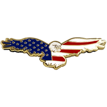 Load image into Gallery viewer, PBX-006-A Bald Eagle American Flag Cloisonné pin with dual pin posts Military Veteran Patriot
