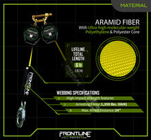 Load image into Gallery viewer, Frontline RPA062S Aramid Twin Fiber Web Single Leg 6' SRL with Steel Snap Hook Ends