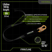 Load image into Gallery viewer, Frontline RPW061S Web Single Leg 6' SRL with Steel Snap Hook End