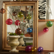 Load image into Gallery viewer, Feather paint large glass balls, red, set of two