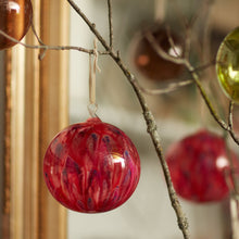 Load image into Gallery viewer, Feather paint large glass balls, red, set of two