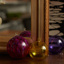 Load image into Gallery viewer, Feather paint large glass balls, magenta, set of two