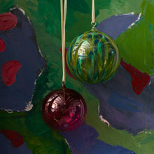Load image into Gallery viewer, Feather paint large glass balls, green, set of two