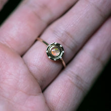 Load image into Gallery viewer, Radiant Halo Mexican Fire Opal Ring with Diamond Accents in 18K Yellow Gold
