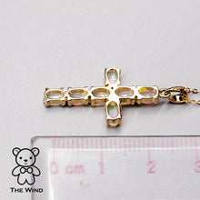 Load image into Gallery viewer, Australian Solid Opal Cross Pendant Necklace 14K Yellow Gold