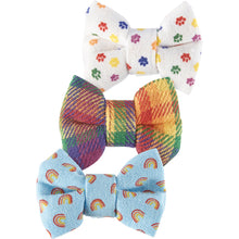 Load image into Gallery viewer, Rainbow Plaid Pet Bow Tie Set | LGBTQ Pride Pet Accessories | Gift For Cat/Dog Lover