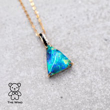 Load image into Gallery viewer, 3.84ct Vivid Blue Australian Boulder Opal Diamond &amp; Agate Pendant Necklace 18K Yellow Gold