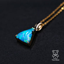 Load image into Gallery viewer, 3.84ct Vivid Blue Australian Boulder Opal Diamond &amp; Agate Pendant Necklace 18K Yellow Gold