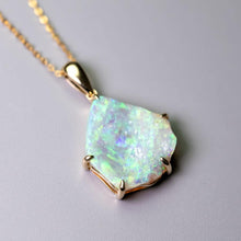 Load image into Gallery viewer, Raw Australian Solid Opal Pendant Necklace 14K Yellow Gold