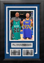 Load image into Gallery viewer, Ray Allen &amp; Steph Curry 3-Point Record-Breaking Celebration 8" x 10" Framed Basketball Photo with Engraved Autographs