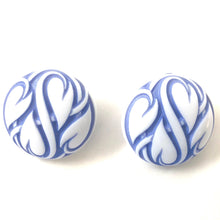 Load image into Gallery viewer, Periwinkle Hearts Aflame Retro Button Stud Earrings