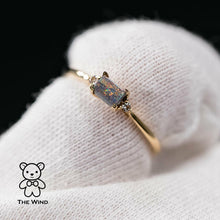 Load image into Gallery viewer, Rectangle Australian Boulder Opal Diamond Engagement Ring 18K Yellow Gold